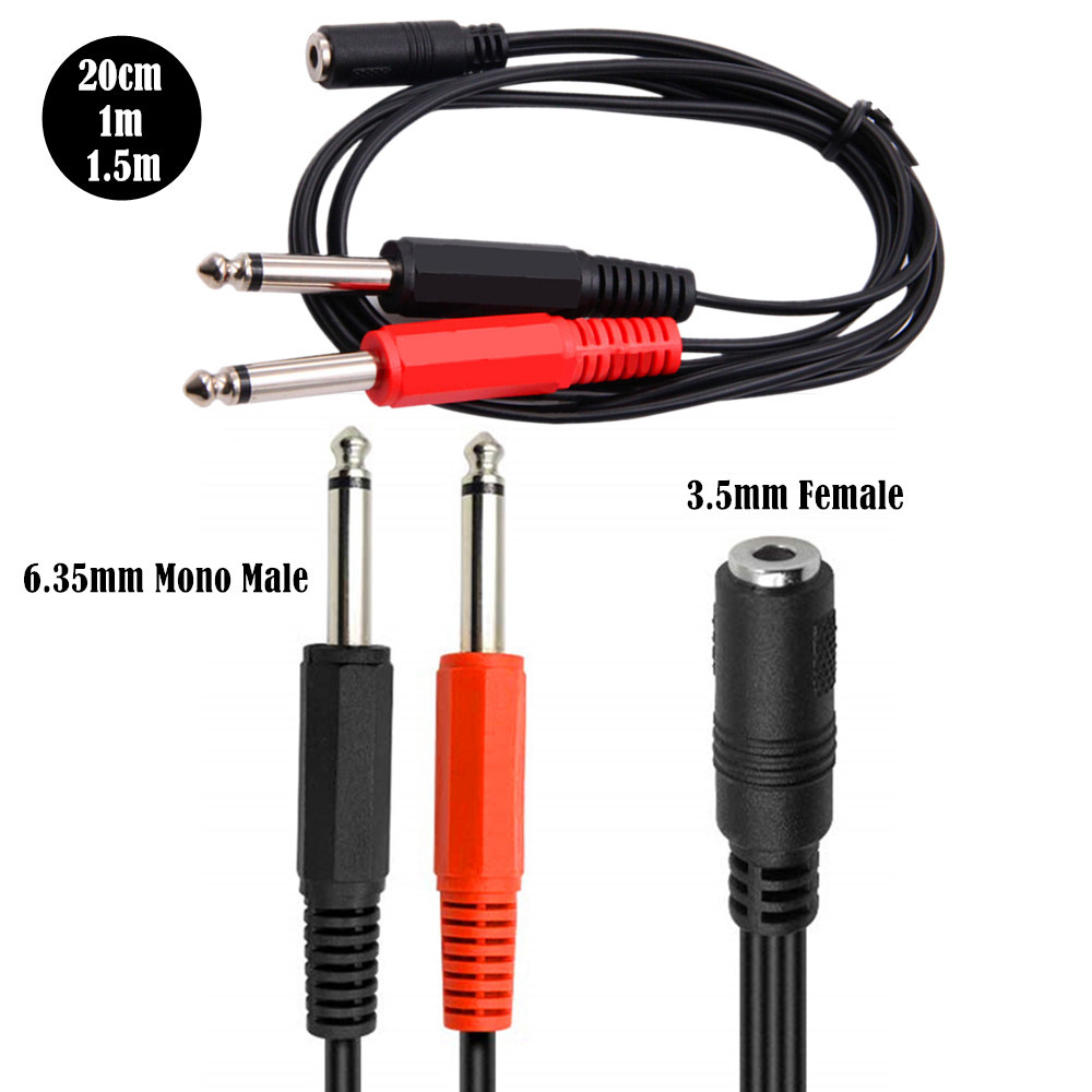6.35mmオス-2x6.35mmメス変換アダプターケーブル - Cable Extension 3.5 のレビューと価格