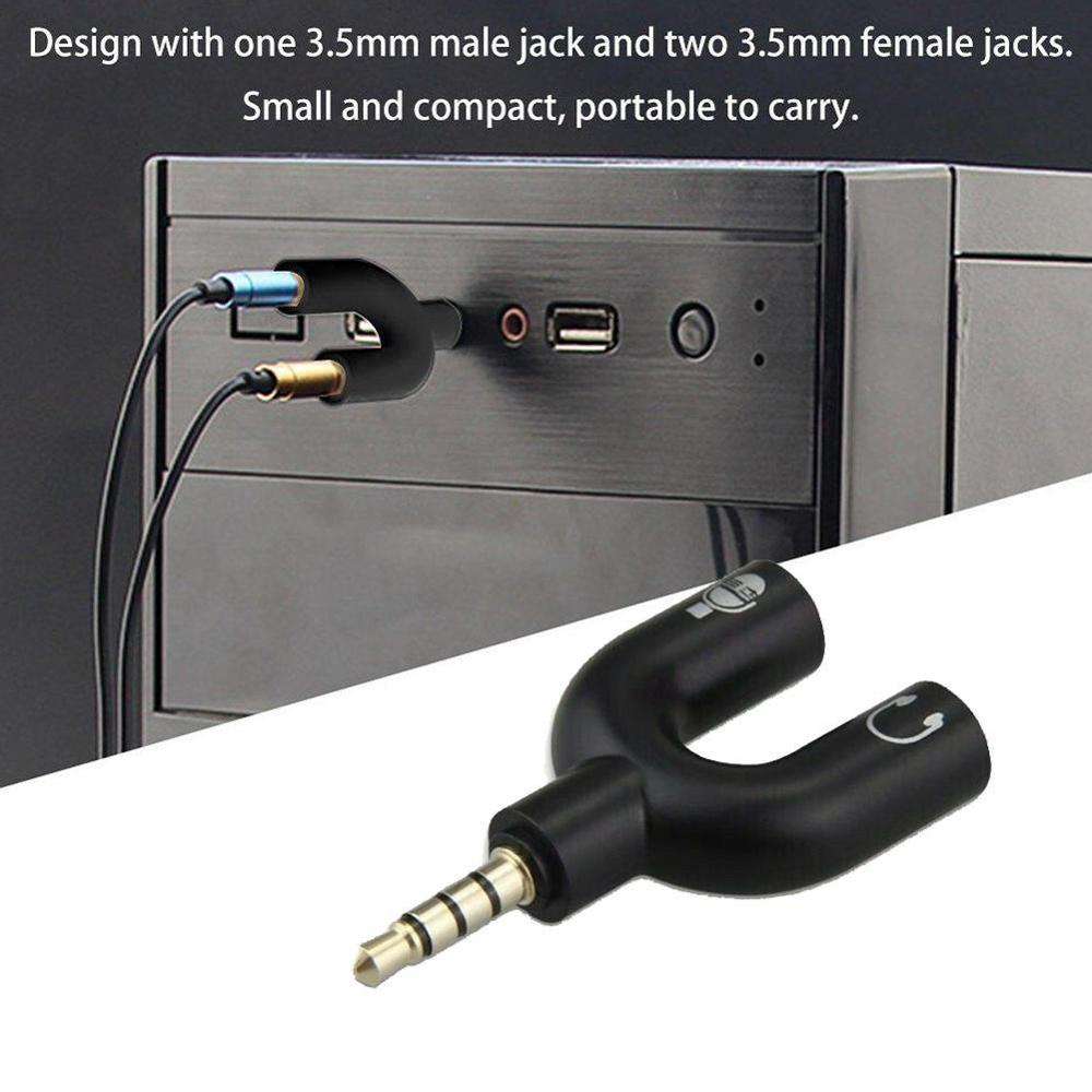 1PC デュアル 3.5 ミリメートル U タイプアダプタヘ - Earphone Splitter Jack のレビューと価格